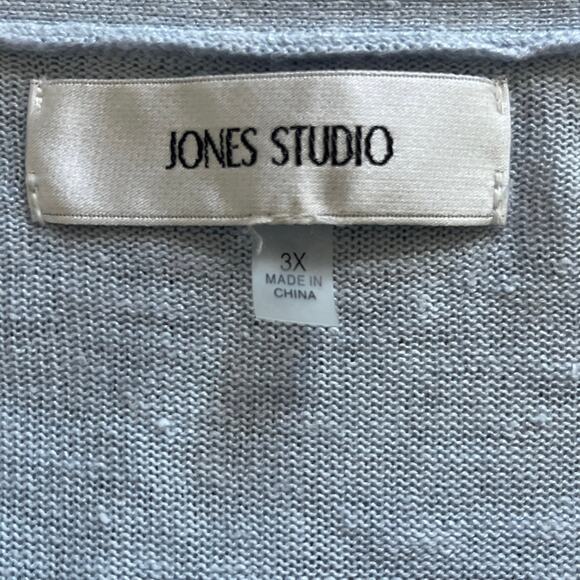 Jones Studio Size 3X 1/4 Sleeve Blue Open Front Cardigan - Picture 7 of 9